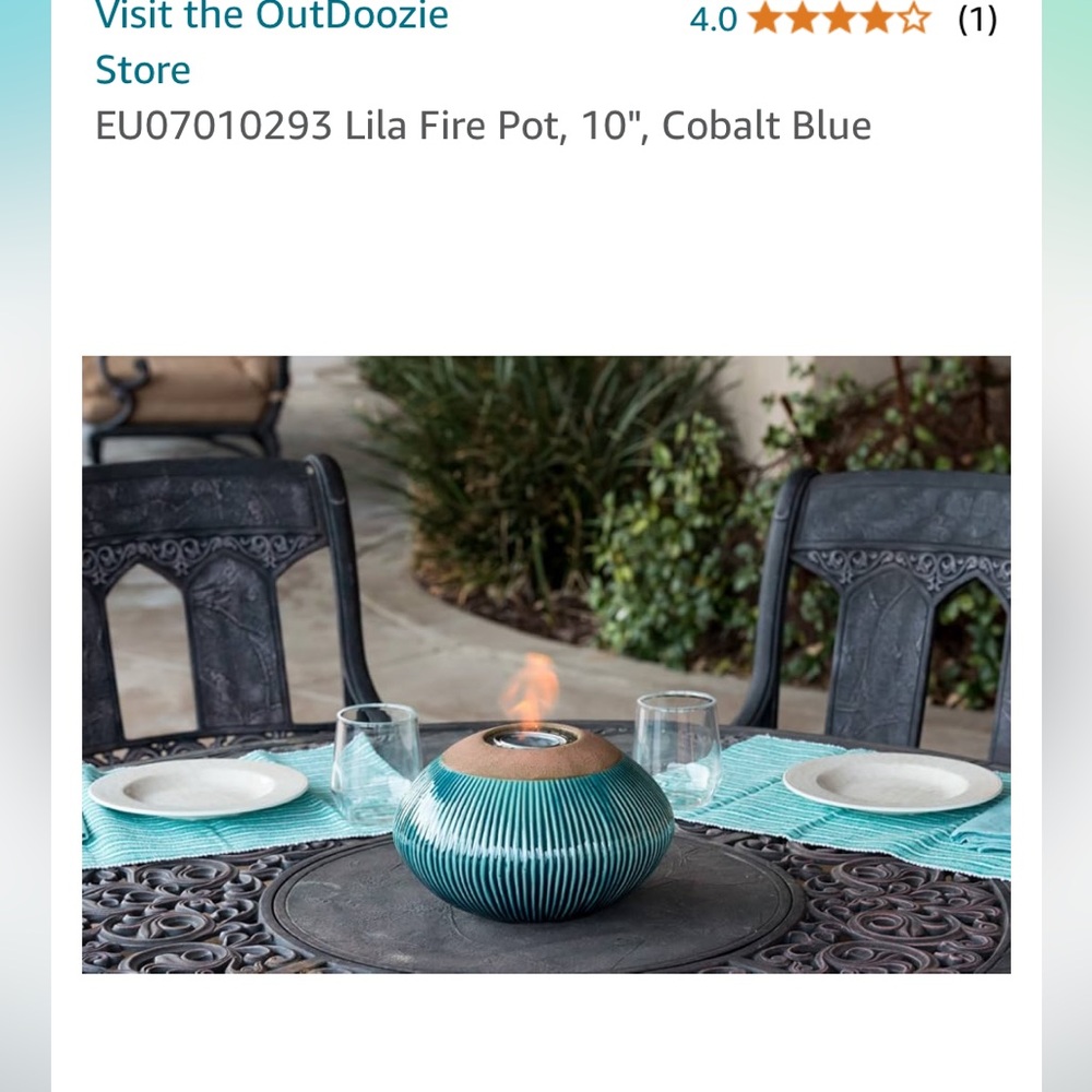 Outdoozie outdoor ‘cobalt’ tabletop Firepot for patio EUC - Picture 5 of 11